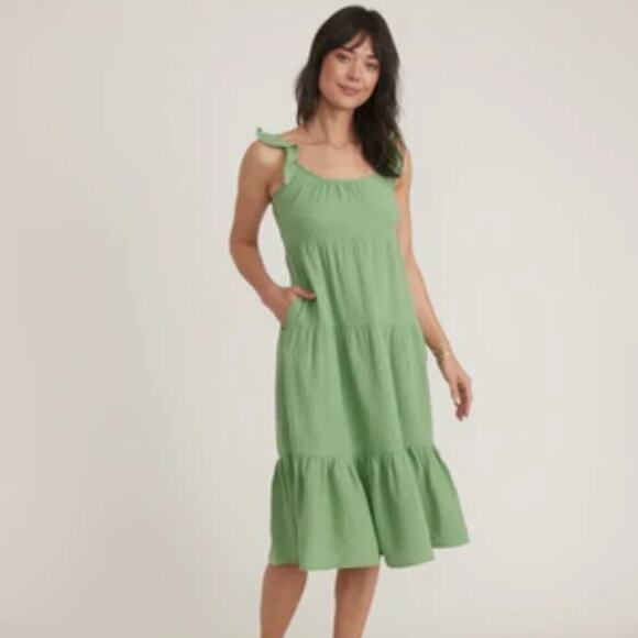 Marine Layer Dresses & Skirts - NWT Marine Layer Jude Flutter Sleeve Midi Dress - Jade Green Sheen Large